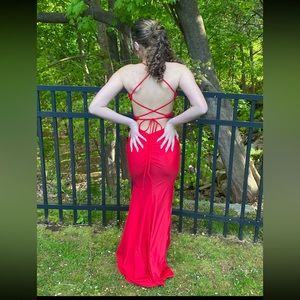 Prom dress red mermaid cut